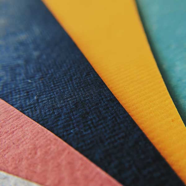 handmade papers - red. blue, yellow, green